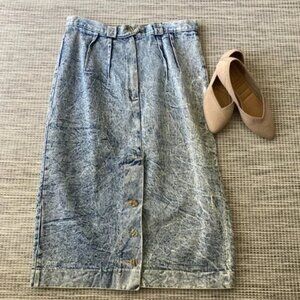 Venezia Vintage 80's Acid Wash  Denim Midi Skirt 18